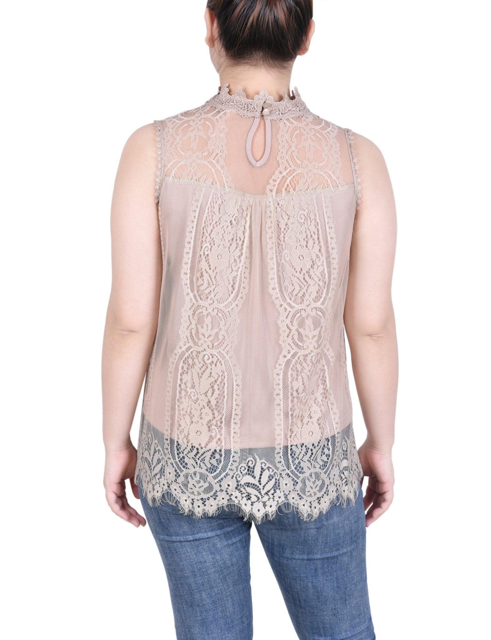 Sleeveless Mock Neck Lace Top - Petite Product Image