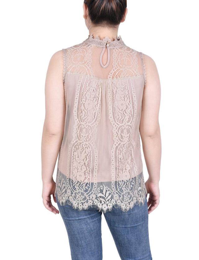 Sleeveless Mock Neck Lace Top - Petite Product Image