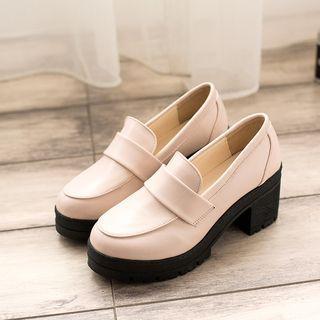 Block-Heel Platform Loafers Product Image