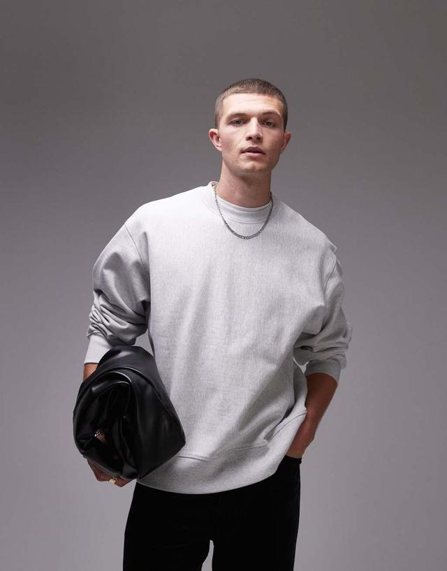 ARKET relaxed heavyweight sweatshirt with side panels in light gray melange Product Image