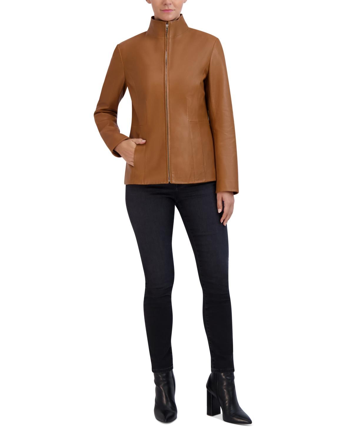 Cole Haan Womens Petite Leather Coat Product Image