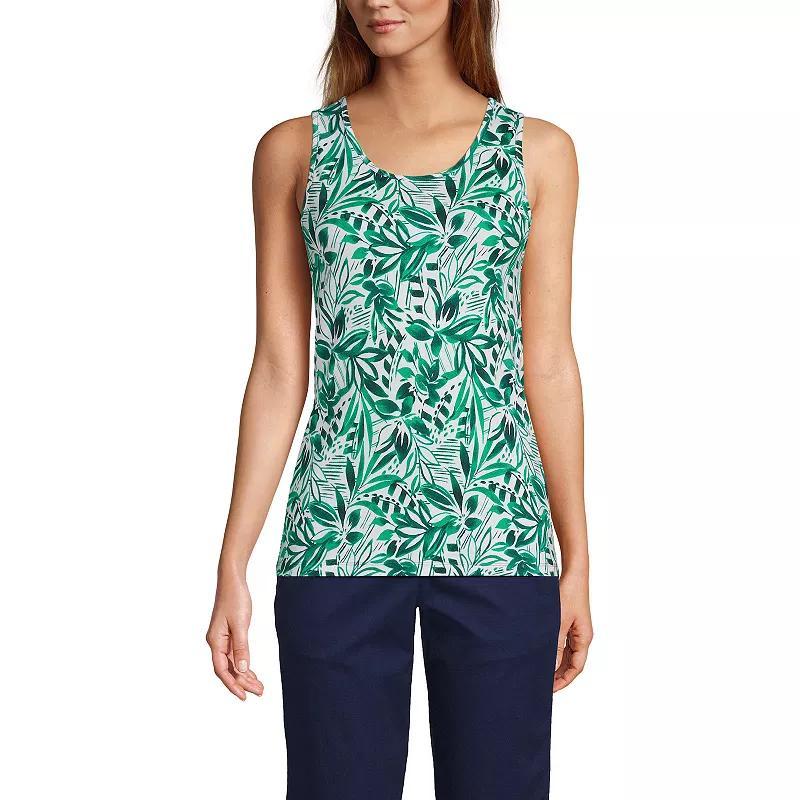 Womens Lands End Cotton Tank Top Dark Green Product Image