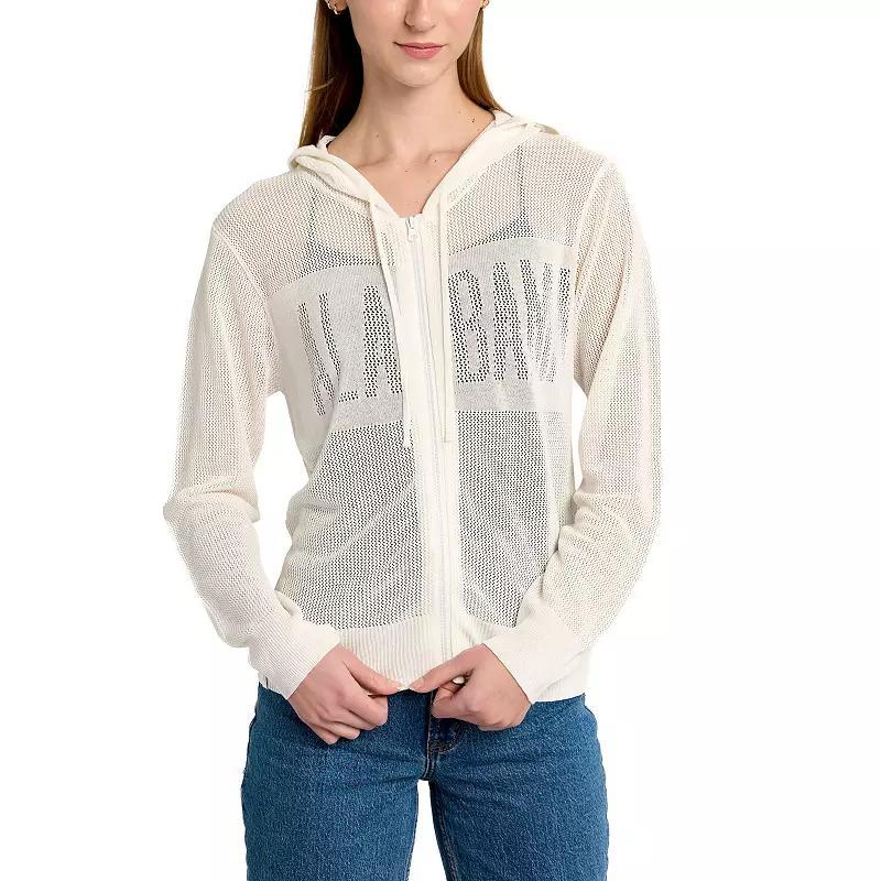 Womens Lusso Cream Alabama Crimson Tide Summer Tonal Mesh Full-Zip Hoodie Sweater Product Image