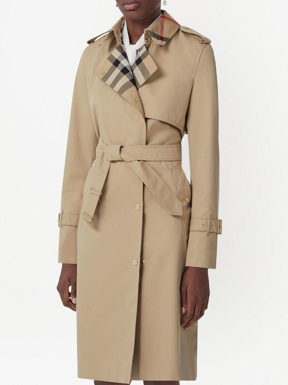 Exaggerated check-panel trench coat Product Image