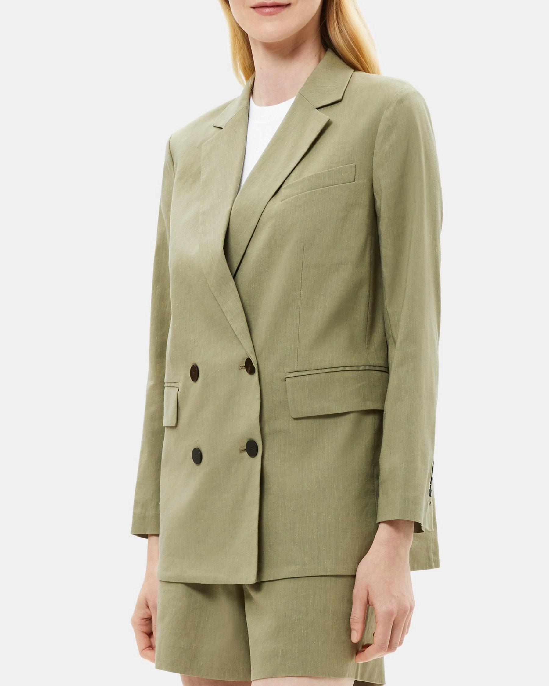 Double-Breasted Jacket in Linen Blend Mélange Product Image