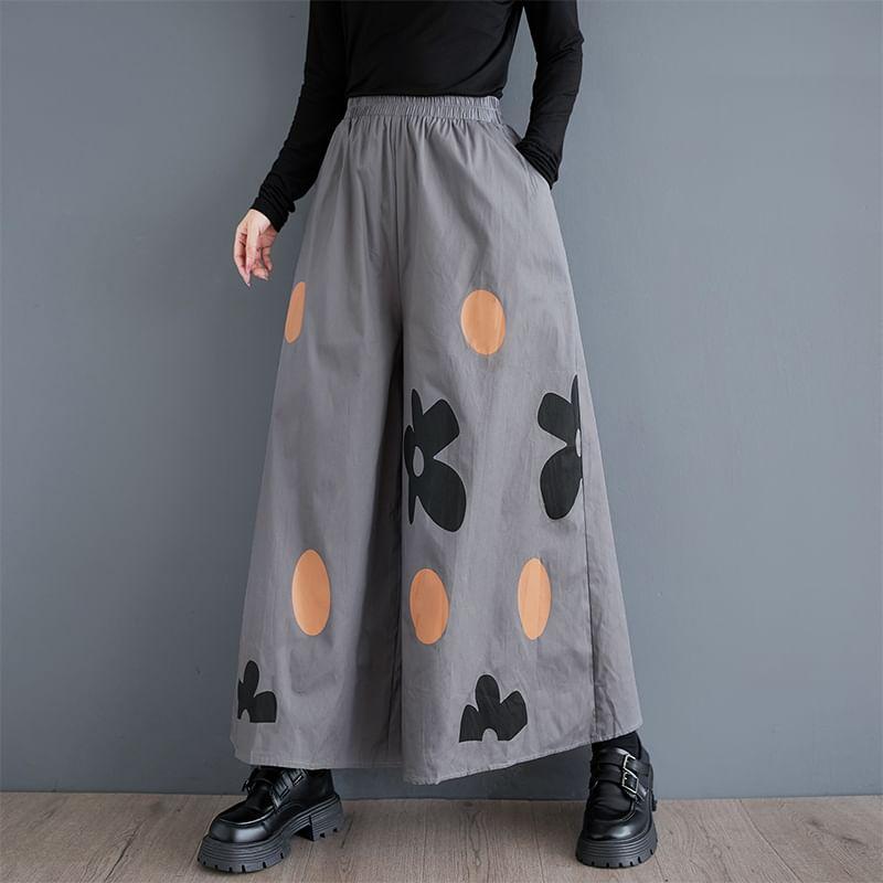 High Rise Print Wide Leg Pants Product Image