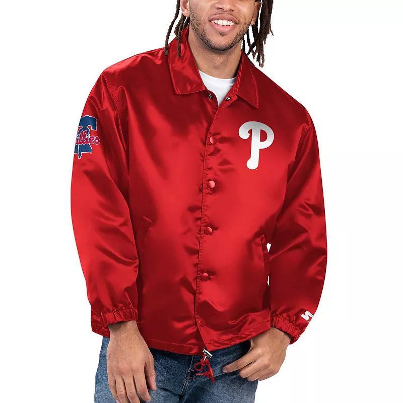 Mens Starter Philadelphia Phillies Option Route Satin Full-Snap Jacket Product Image