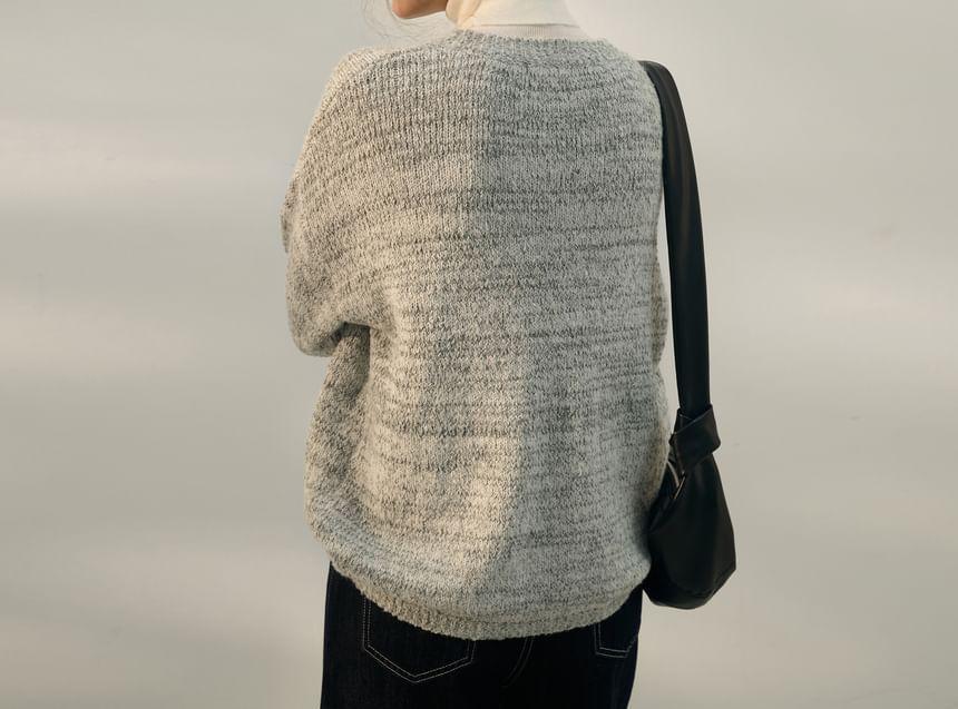 Round Neck Plain Oversized Sweater Product Image