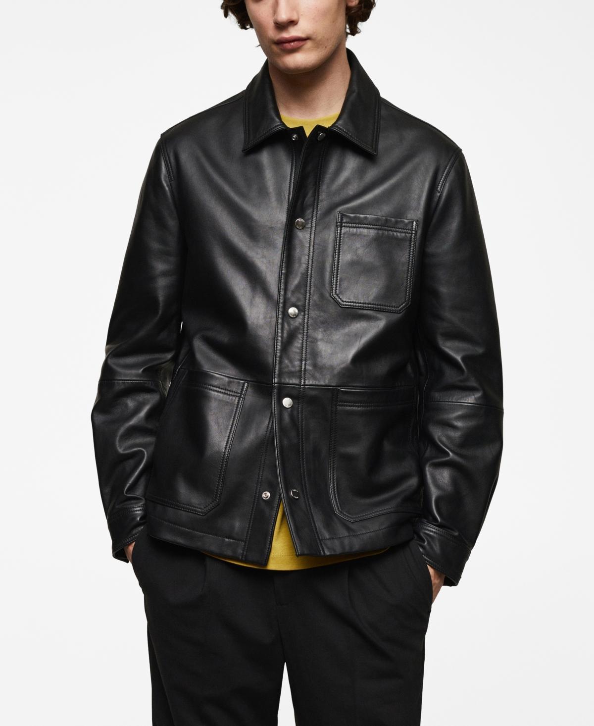 MANGO MAN - 100% nappa leather jacket blackMen Product Image