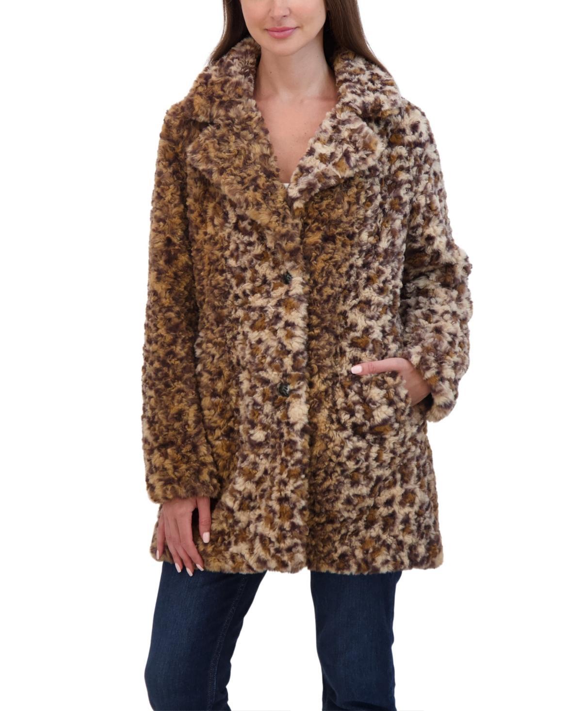 Womens Sebby Collection Crushed Faux Fur Walking Coat Product Image