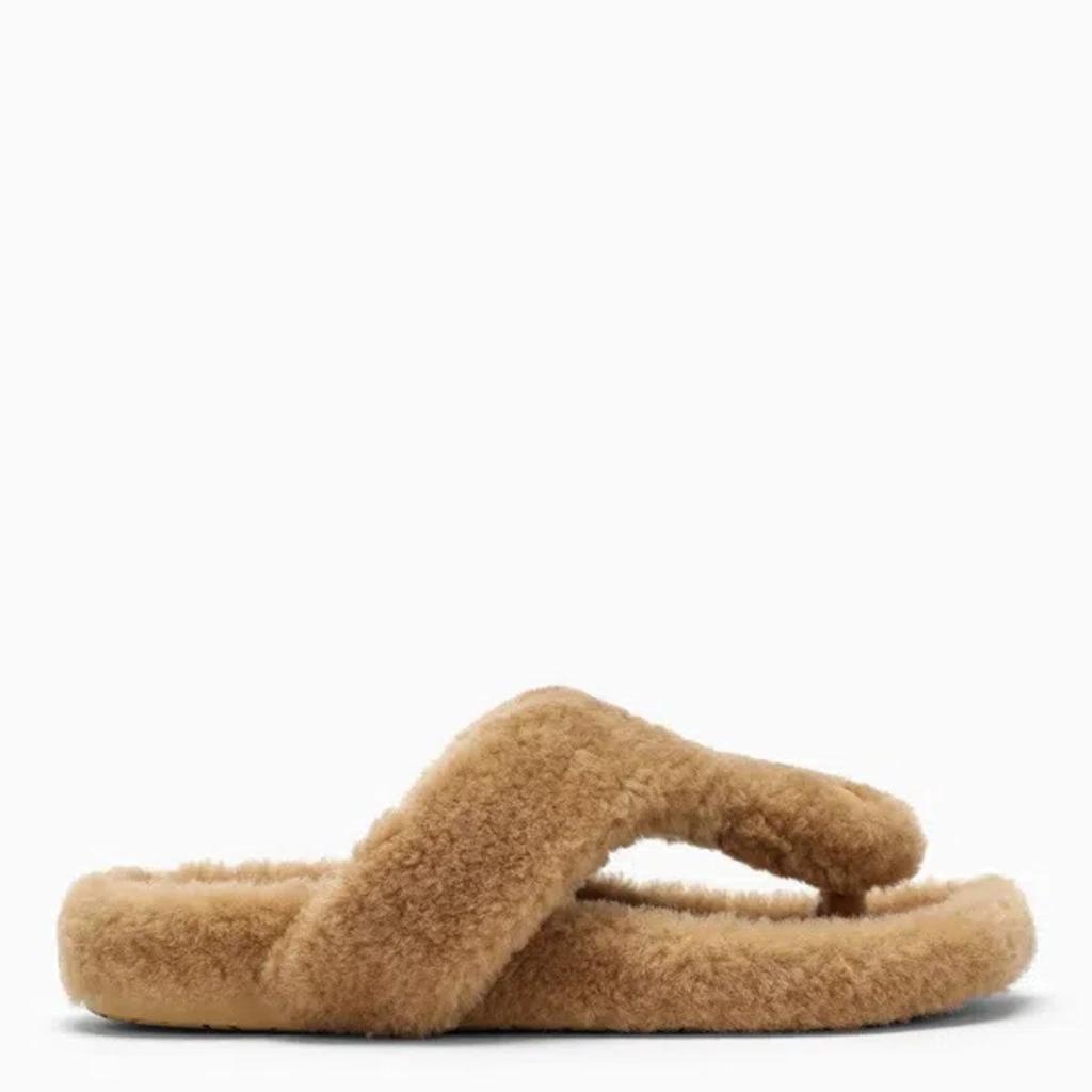 Cozy Chic Beige Shearling Sandal For Women In Multicolor Product Image