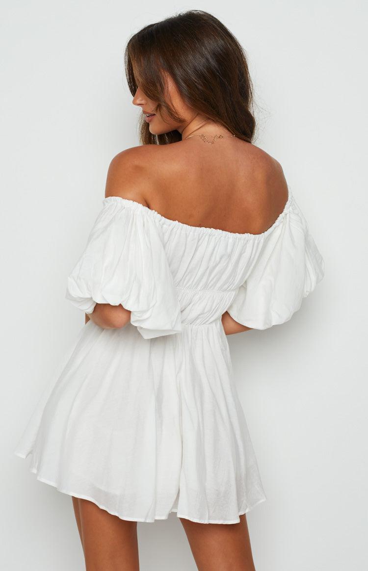 Paradise Puff Sleeve Dress White Product Image