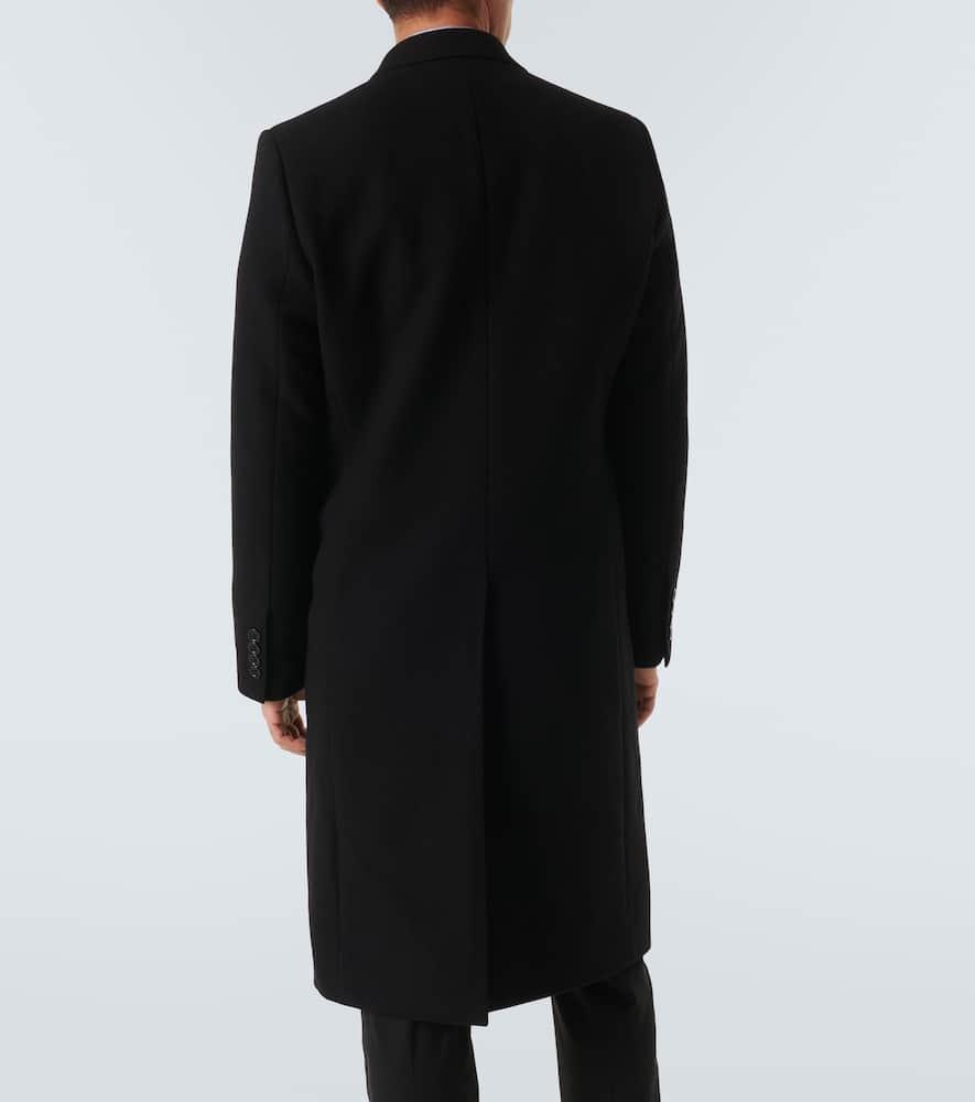 Double-breasted Wool-blend Coat In Grey Product Image