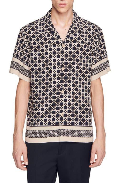 sandro Cross Print Camp Shirt Product Image