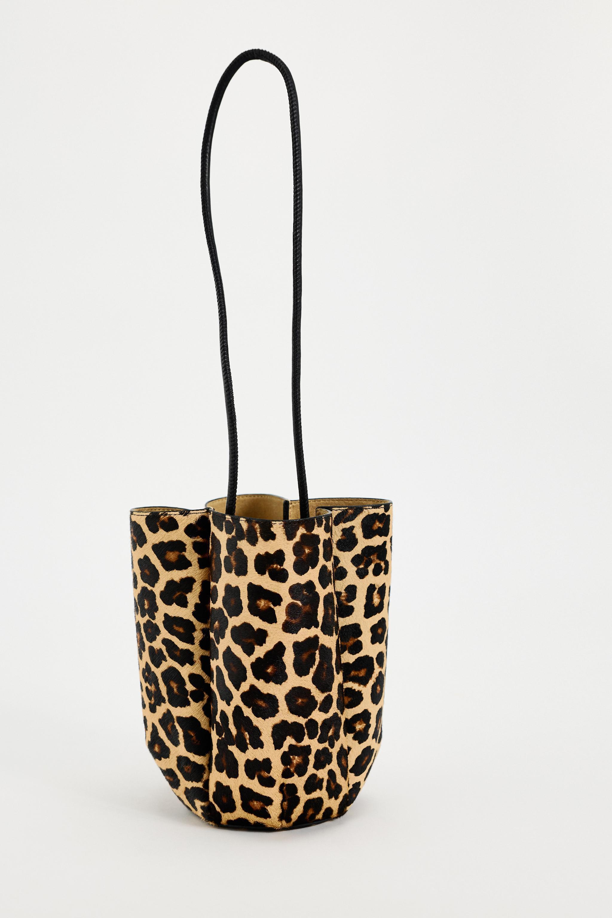 ANIMAL PRINT LEATHER MINI BUCKET BAG Product Image