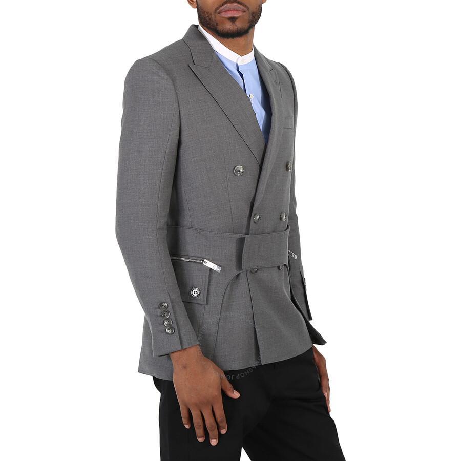 Charcoal Grey English Fit Wool Tailored Jacket With Cargo Belt Detail Product Image