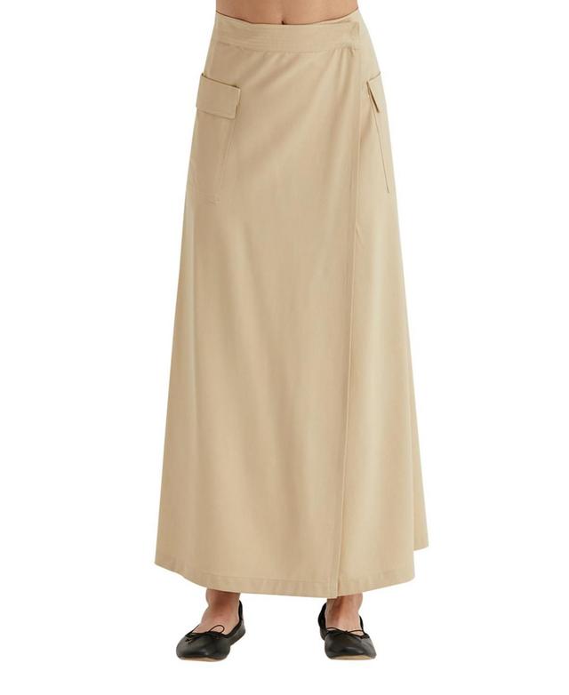 Crescent Womens Nadia Maxi Wrap Cargo Skirt - Beige Product Image