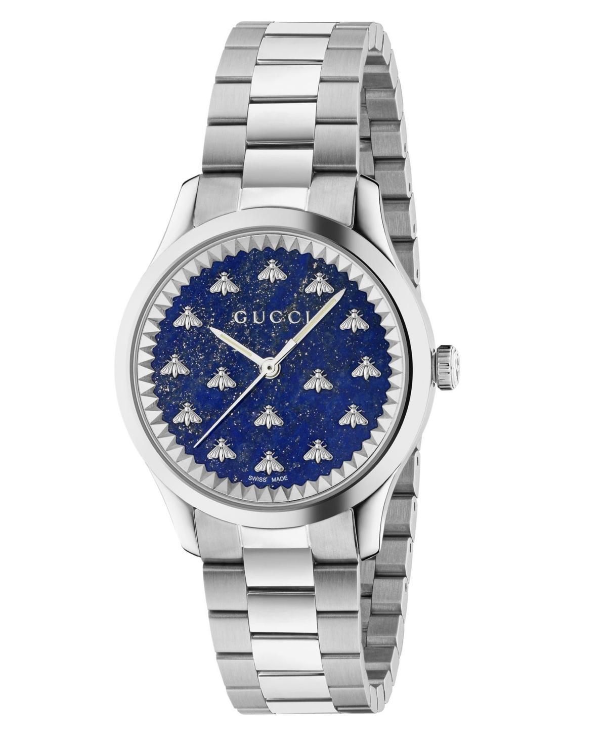 Mens G-Timeless Stainless Steel & Lapis Lazuli Bee Watch Product Image