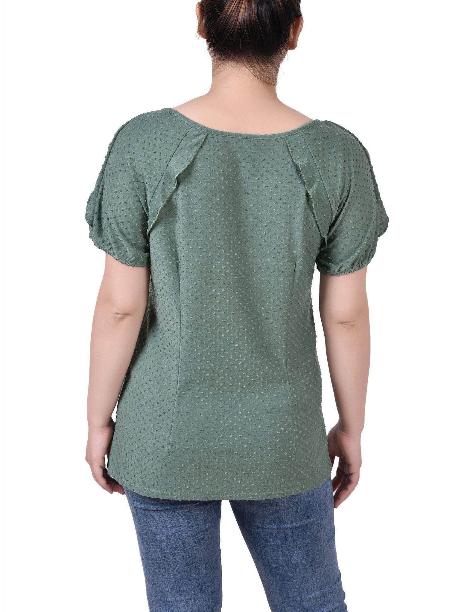 Short Sleeve Swiss Dot Top - Petite Product Image