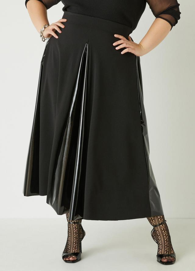 Plus Size Faux Patent Leather Paneled Skirt Ashley Stewart Product Image