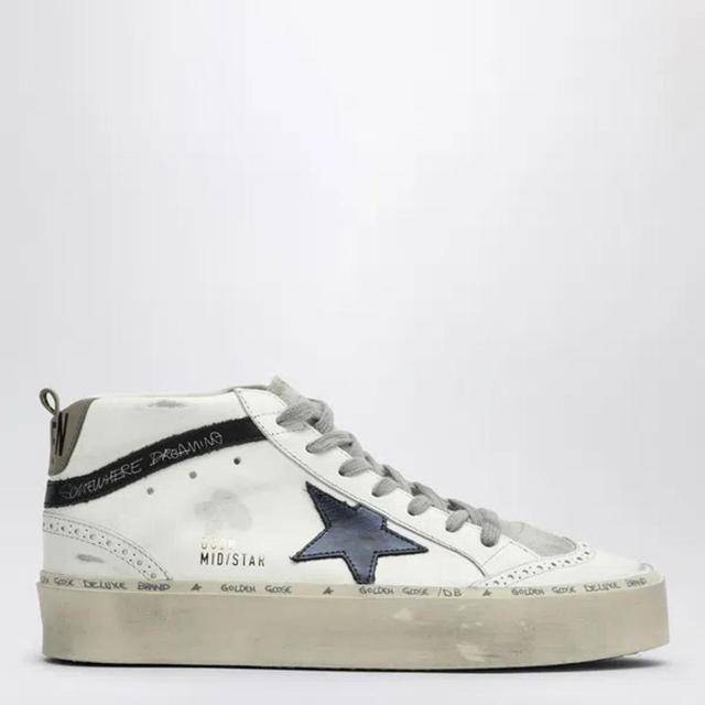 GOLDEN GOOSE White Mid Star Trainer With Blue Star Product Image