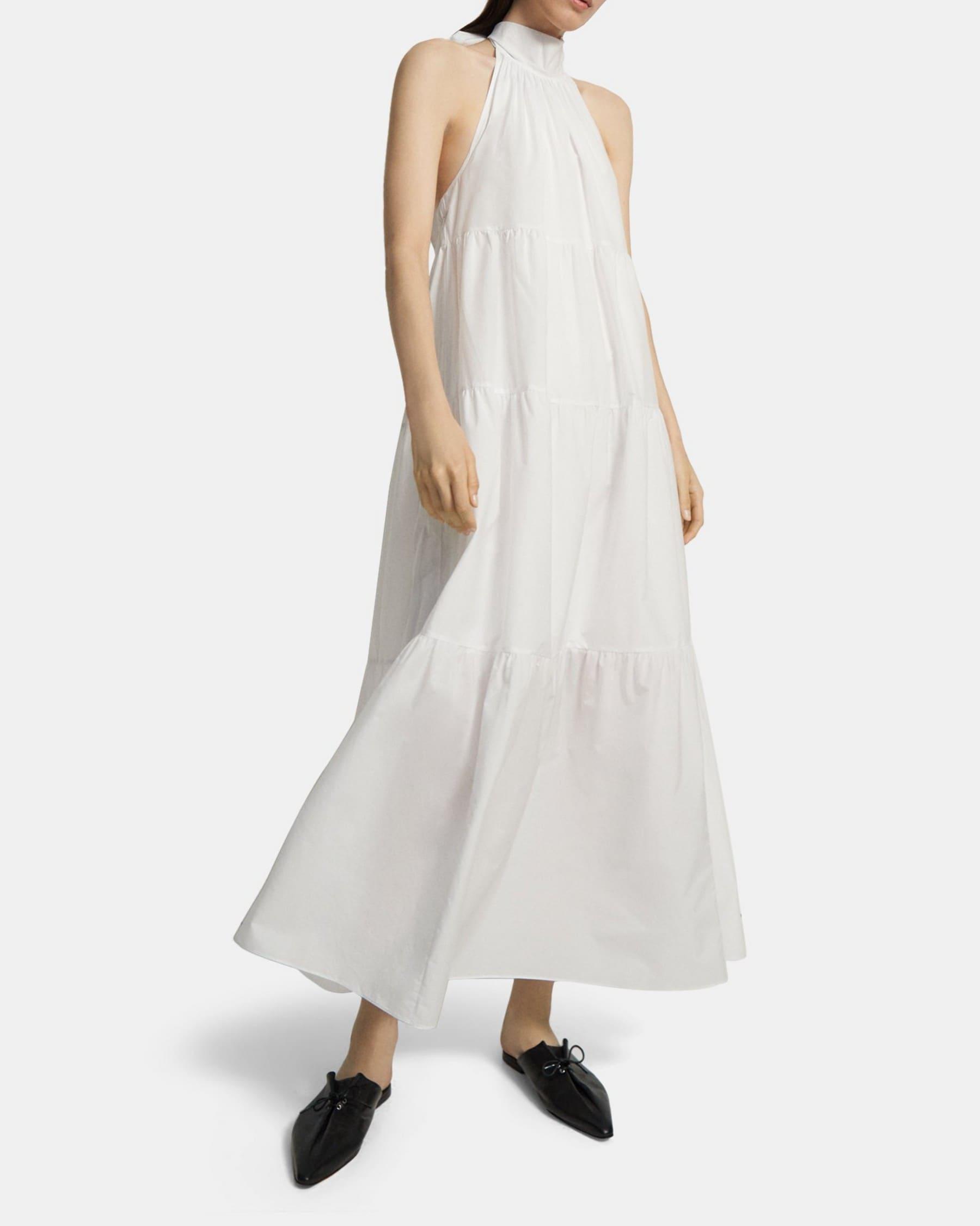 Tiered Halter Maxi Dress in Cotton Blend Product Image