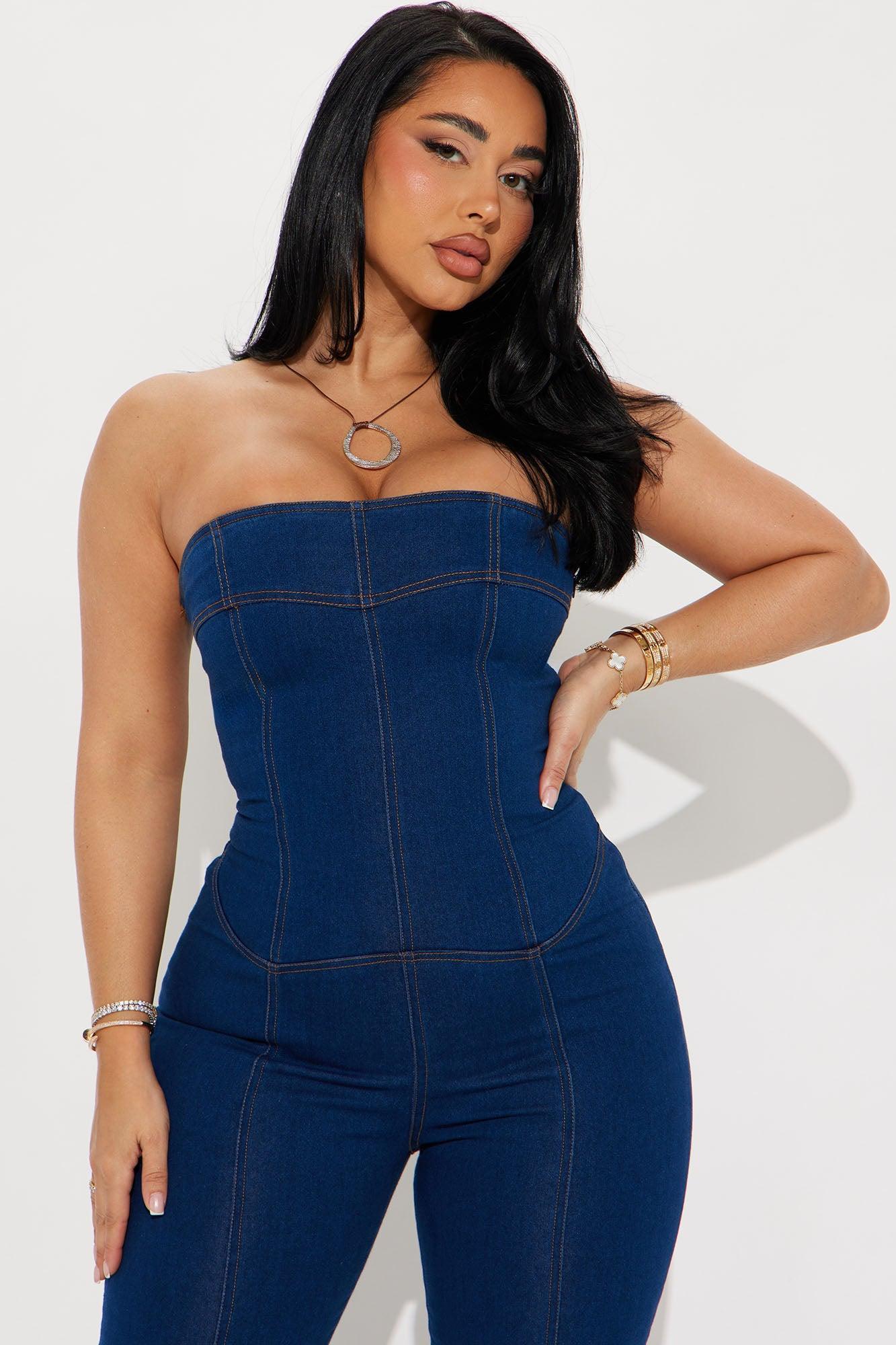 Delilah Denim Jumpsuit - Dark Wash Product Image