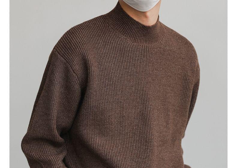 Mock Neck Plain Oversized Sweater Product Image