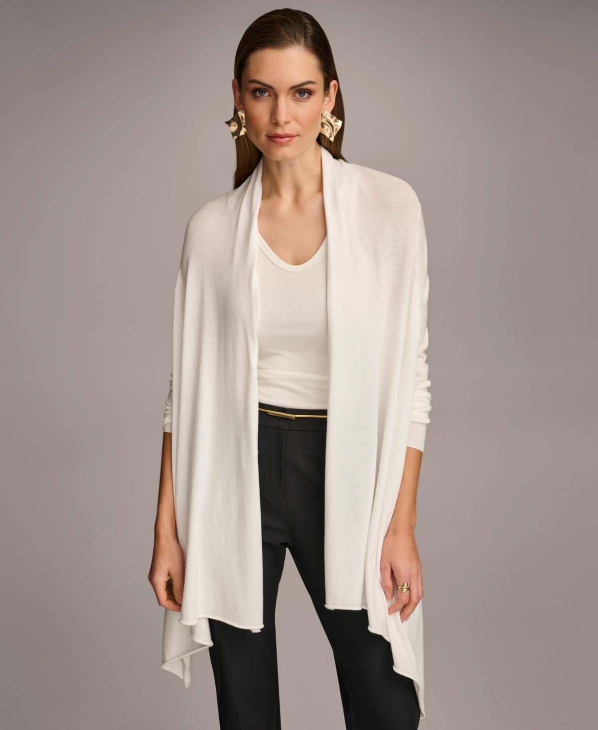 Women's Long-Sleeve Drape-Front Cardigan Product Image