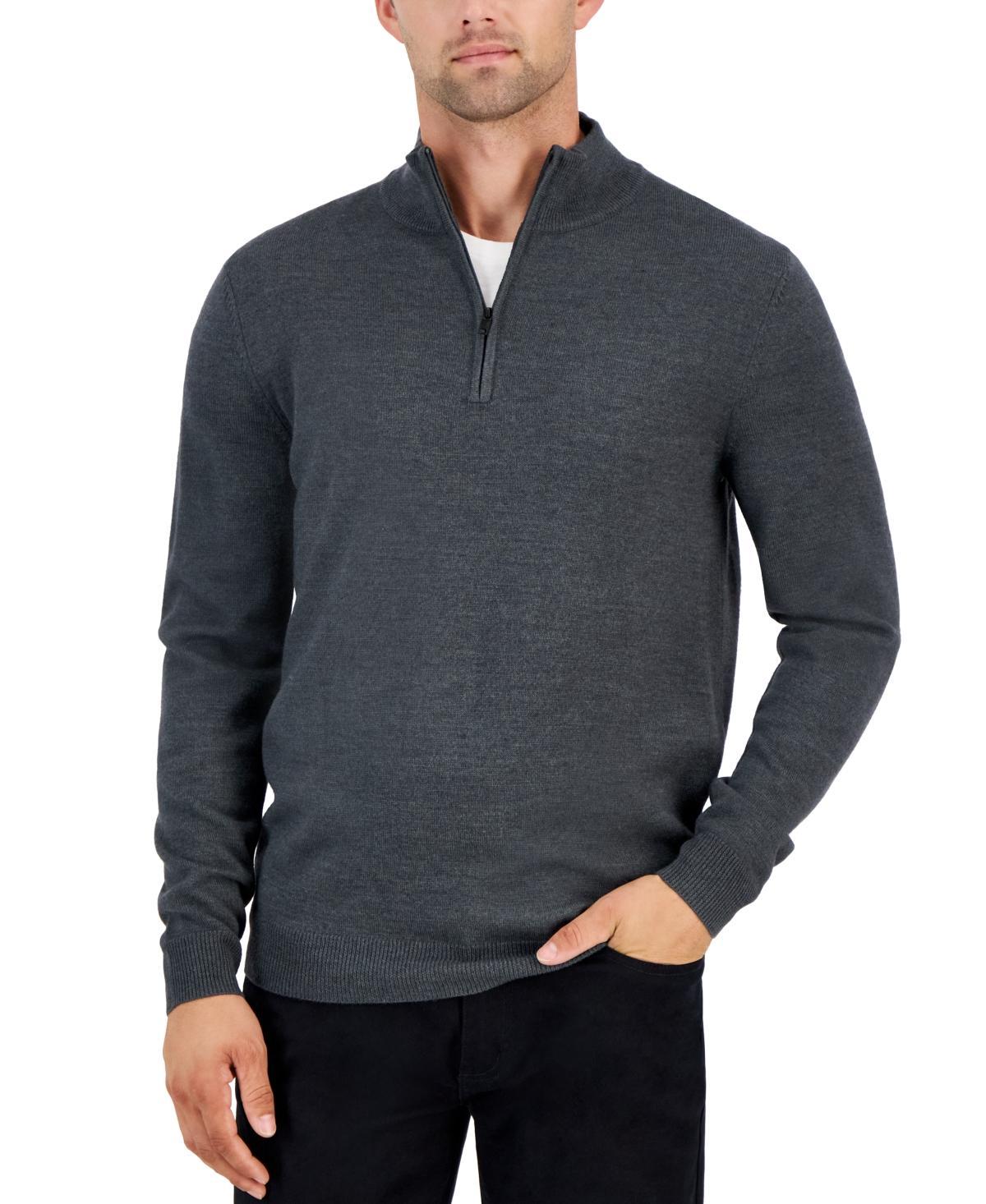 Alfani Mens Long-Sleeve Half-Zip Merino Sweater, Created for Macys Product Image