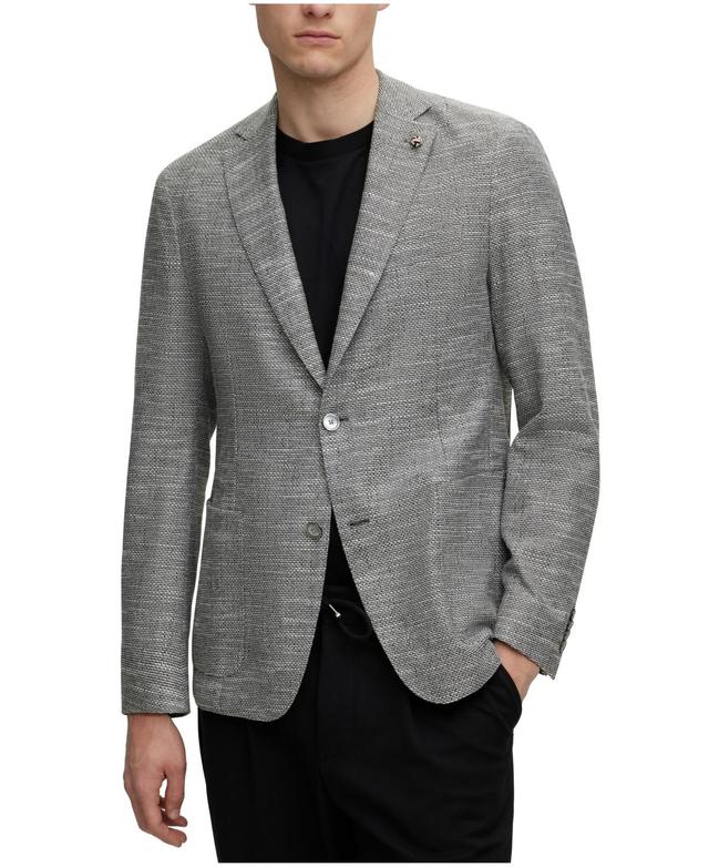 Boss By  Men's Micro-pattern Slim-fit Jacket In Silver Product Image