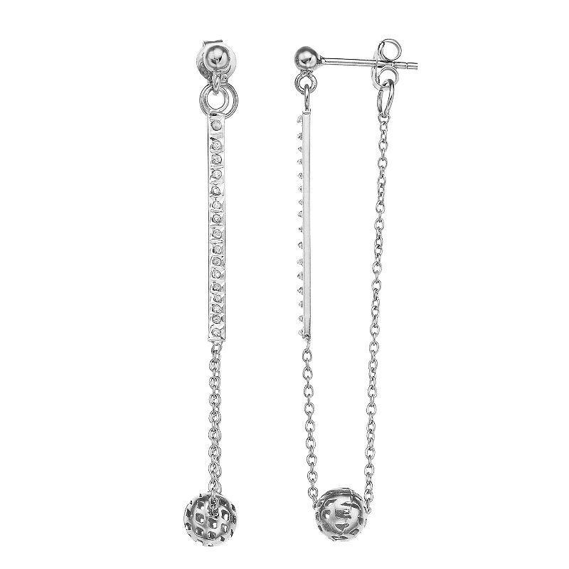 Diamond Mystique Sterling Silver Diamond Accent Ball Drop Earrings, Womens, White Product Image