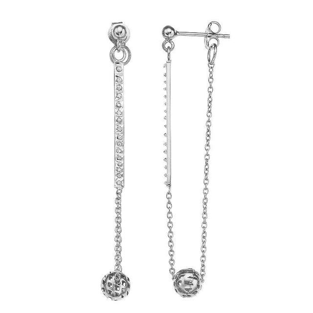 Diamond Mystique Sterling Silver Diamond Accent Ball Drop Earrings, Womens, White Over Silver Product Image