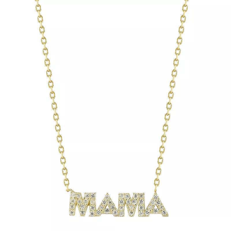 Sunkissed Sterling Cubic Zirconia MAMA Necklace, Womens Gold Tone Product Image