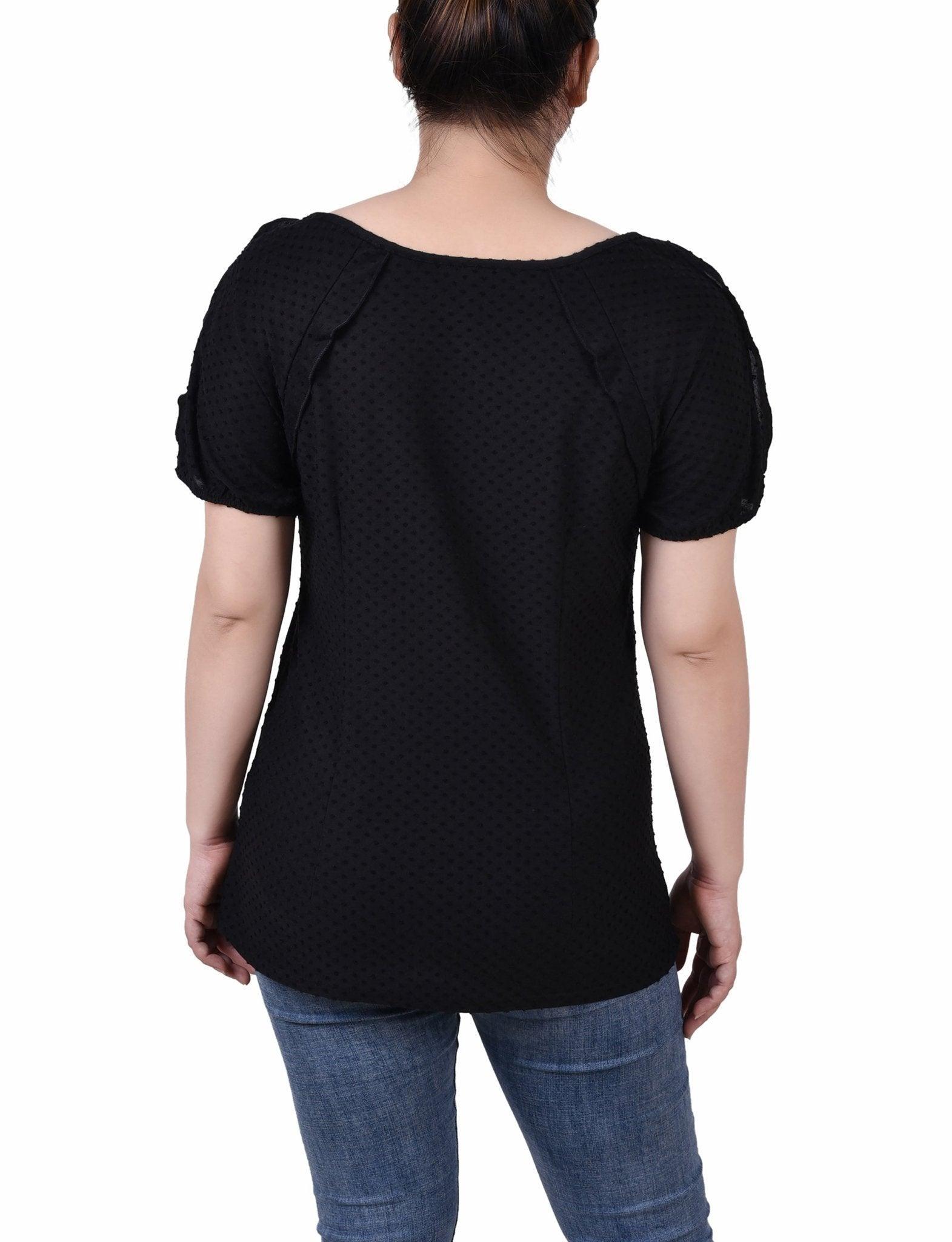 Short Sleeve Swiss Dot Top - Petite Product Image