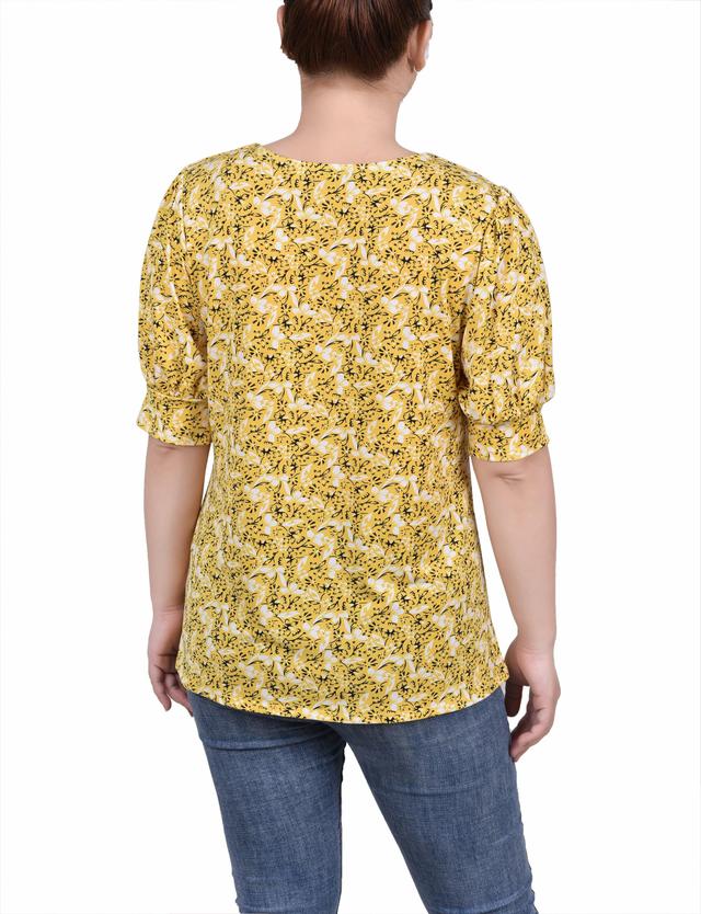 Short Sleeve Balloon Sleeve Top - Petite Product Image