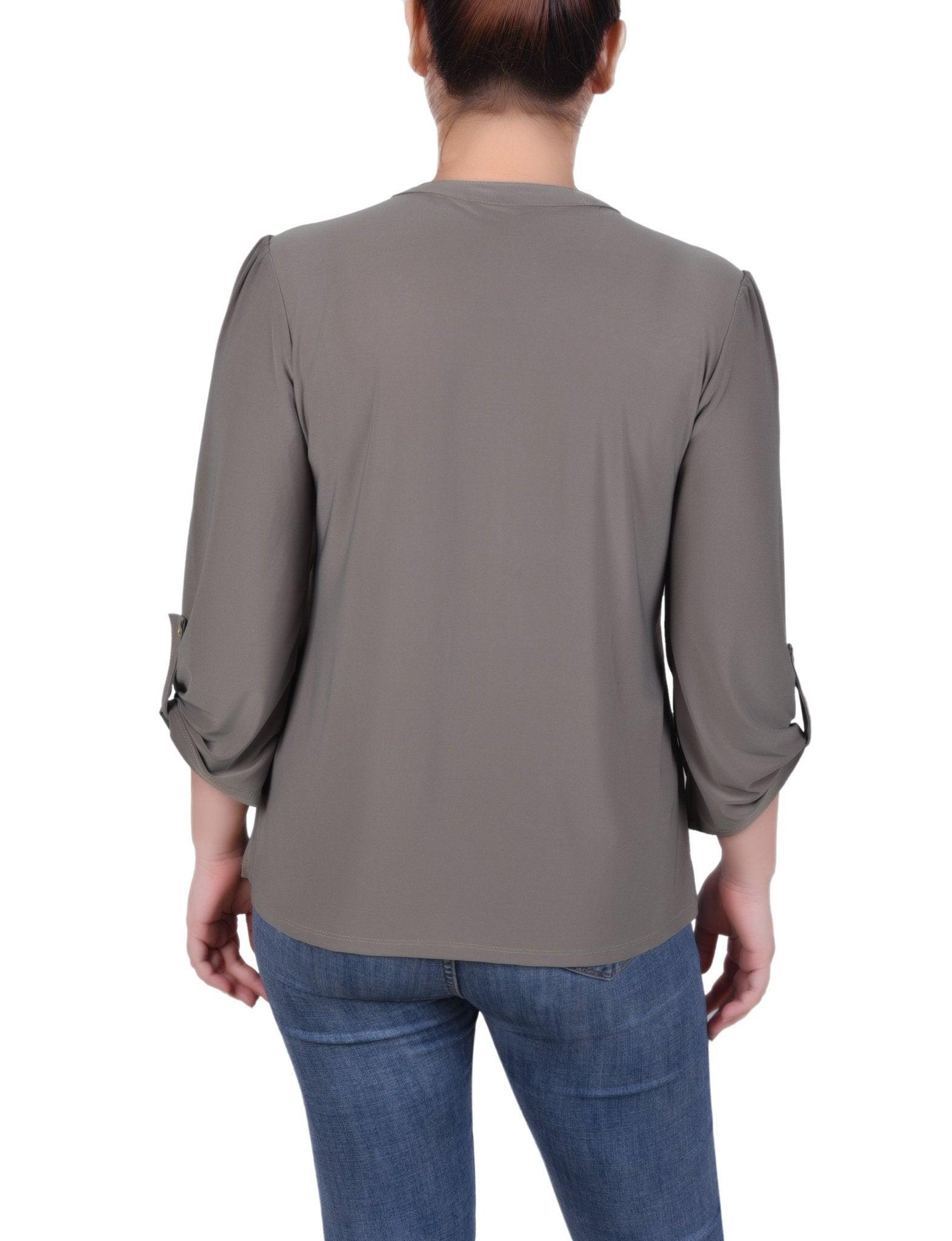 Pintuck Front Top With Chain Details - Petite Product Image