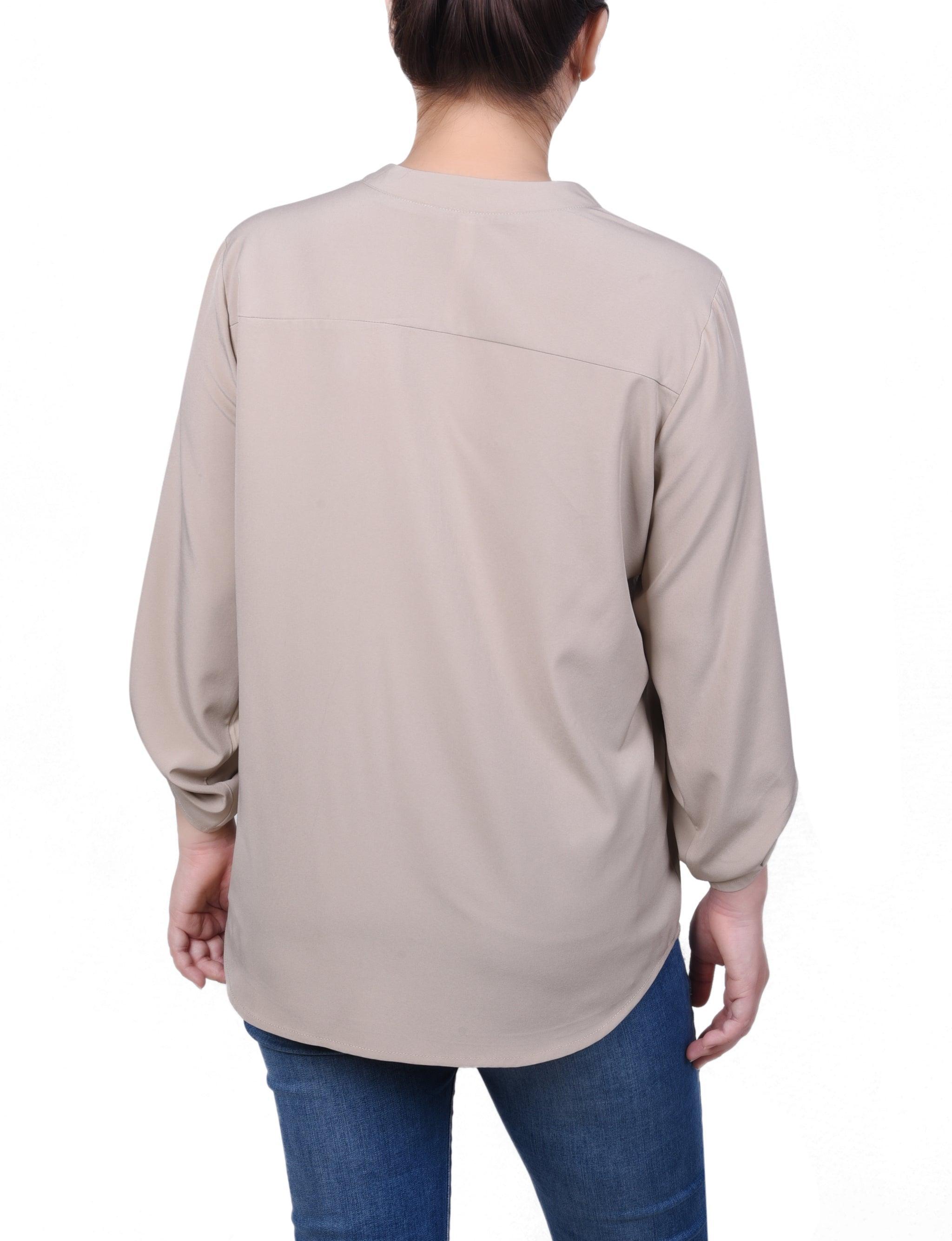 Roll Tab Sleeve Blouse with Pockets - Petite Product Image