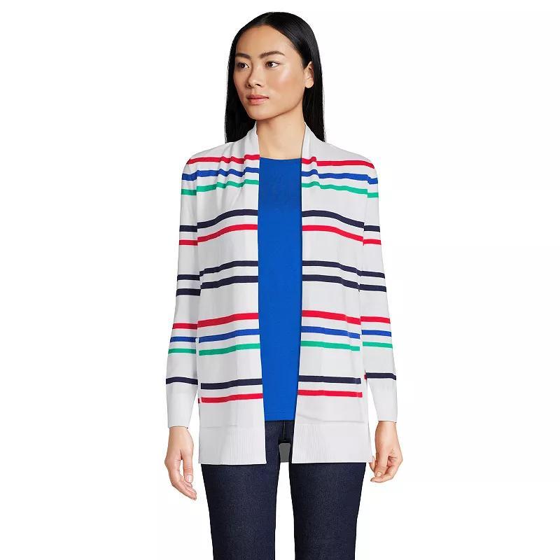 Womens Lands End Open-Front Long Cardigan Sweater Blue Product Image