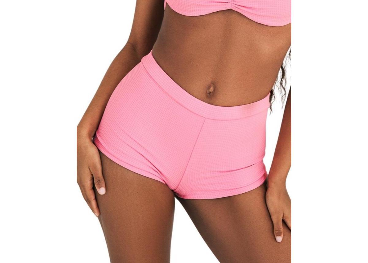 Dippin' Daisy's Women's Farrah Elastic Waist Swim Shorts in White/Orange - Product Image