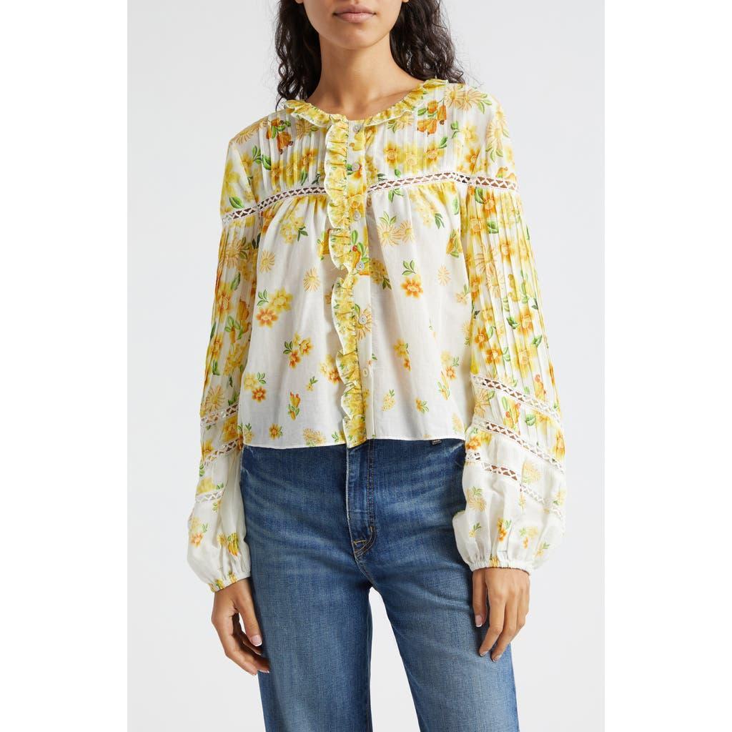 FARM RIO Azaleia Floral Button-up Top In White Product Image