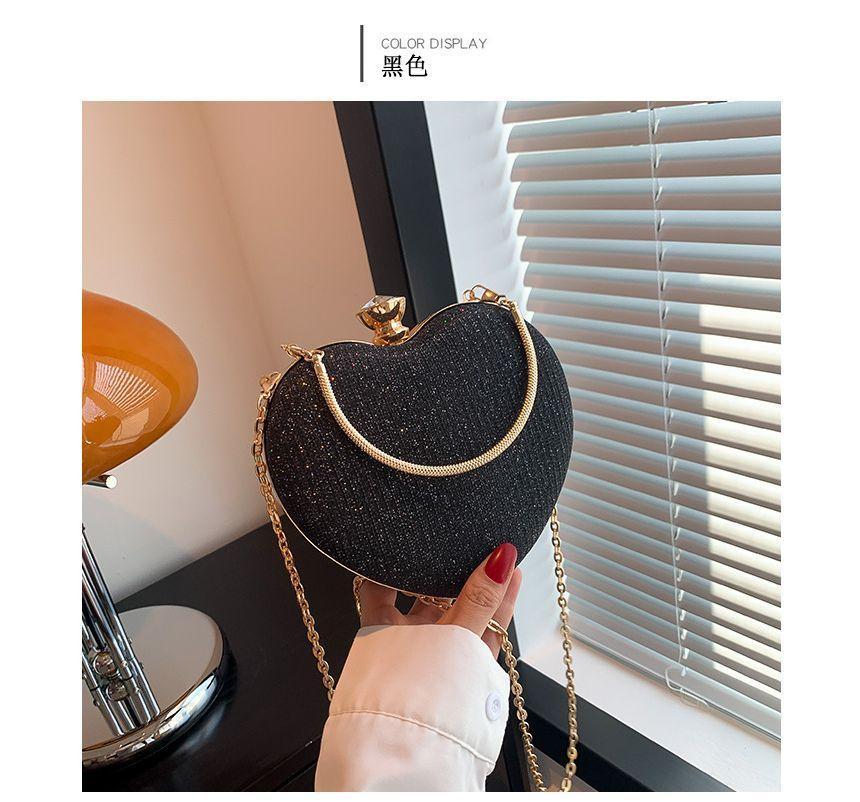 Chain Strap Glitter Heart Shape Evening Bag Product Image