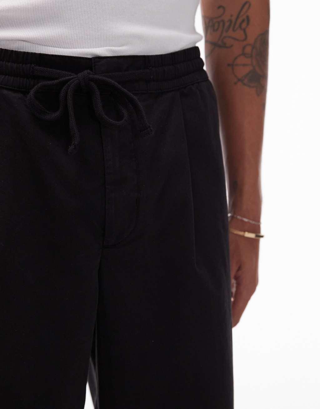 Topman wide leg trousers in black Product Image