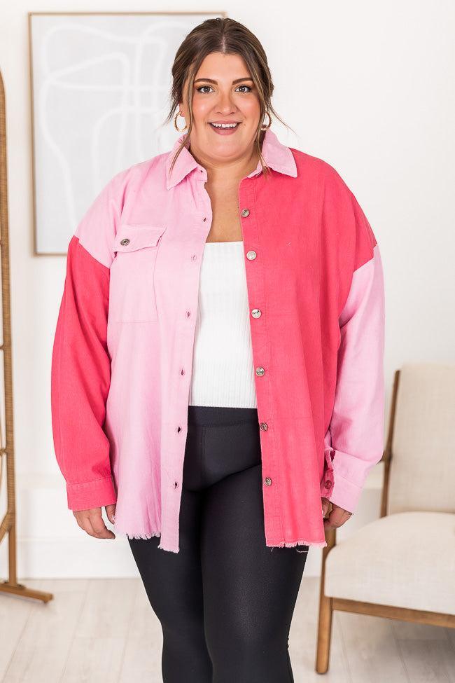 It's All You Pink Corduroy Colorblock Shacket Product Image