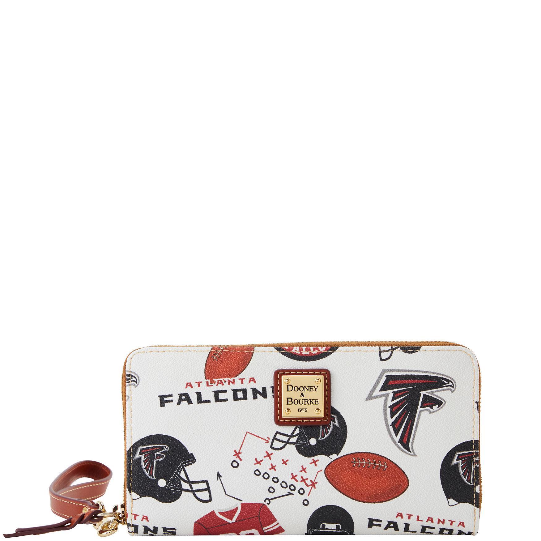 Dooney & Bourke Womens NFL Falcons Large Zip Around Coated Cotton Wristlet in White Multi Product Image