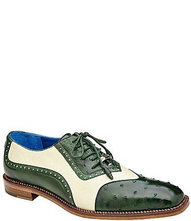 Belvedere Mens Seston Ostrich Quill Leather Colorblock Wingtip Oxfords Product Image