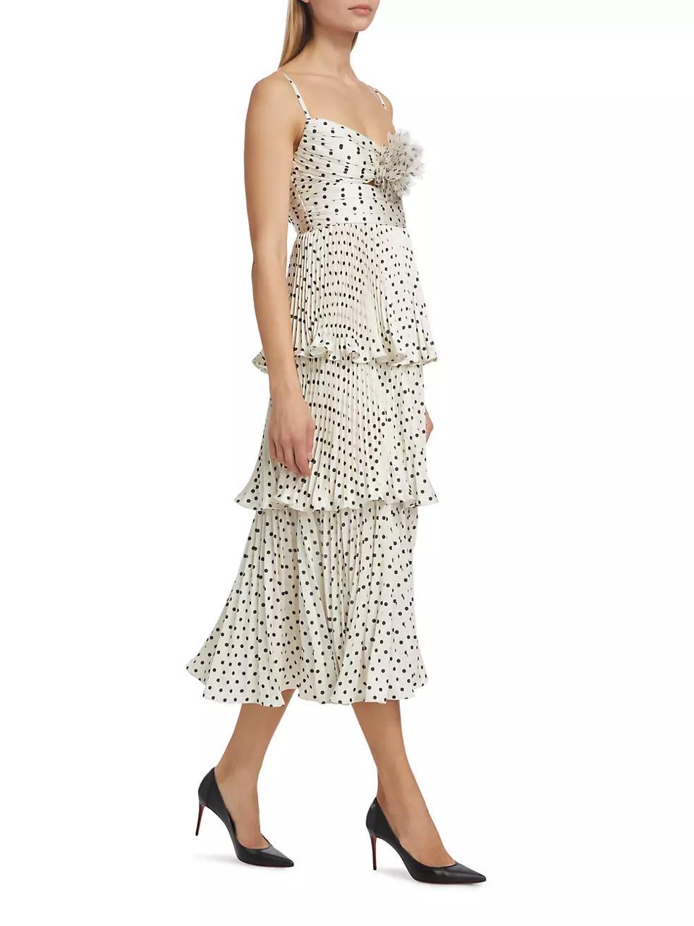 Polka Dot Tiered Midi-Dress Product Image