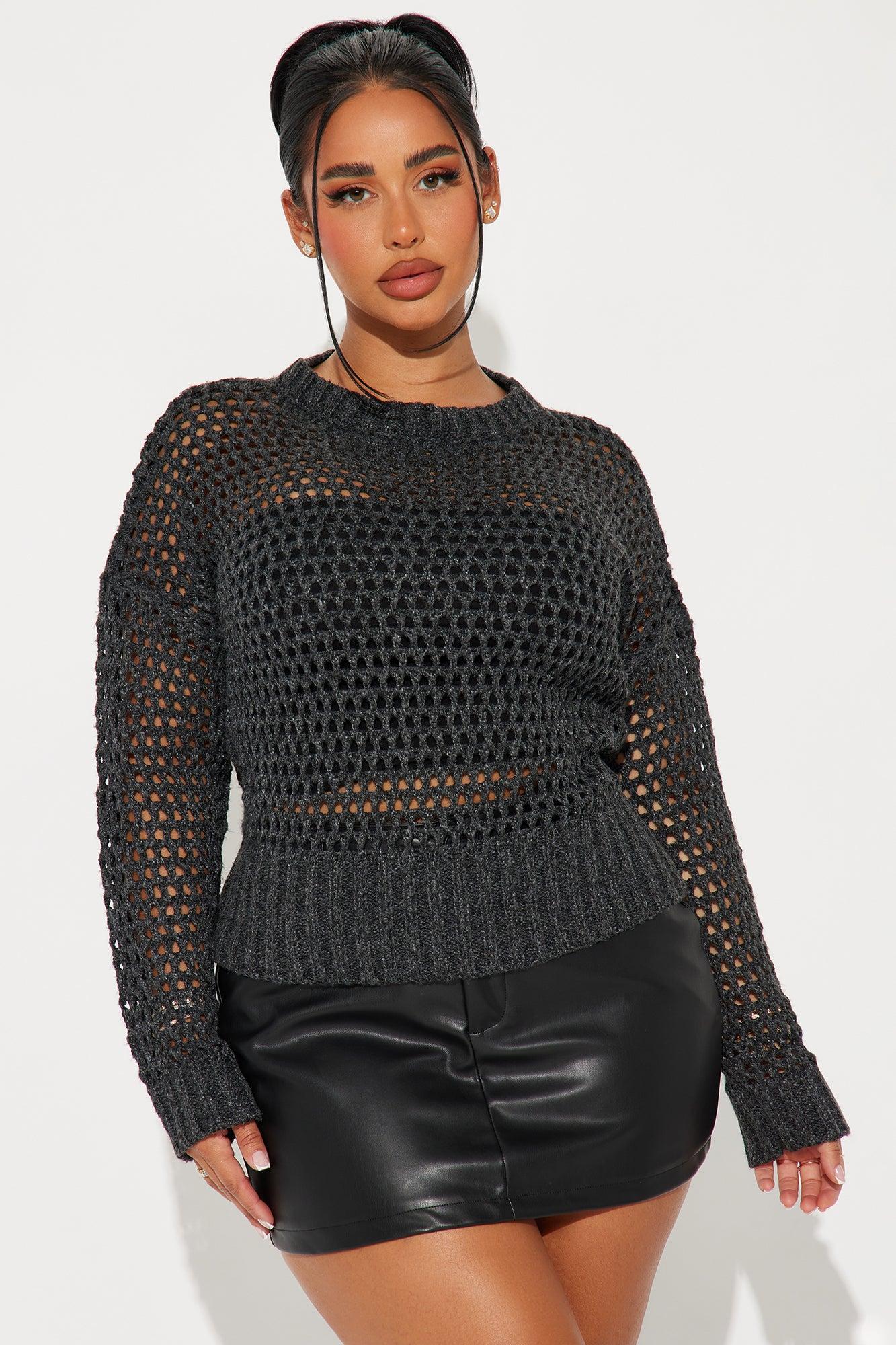 Above Average Crochet Sweater - Charcoal Product Image