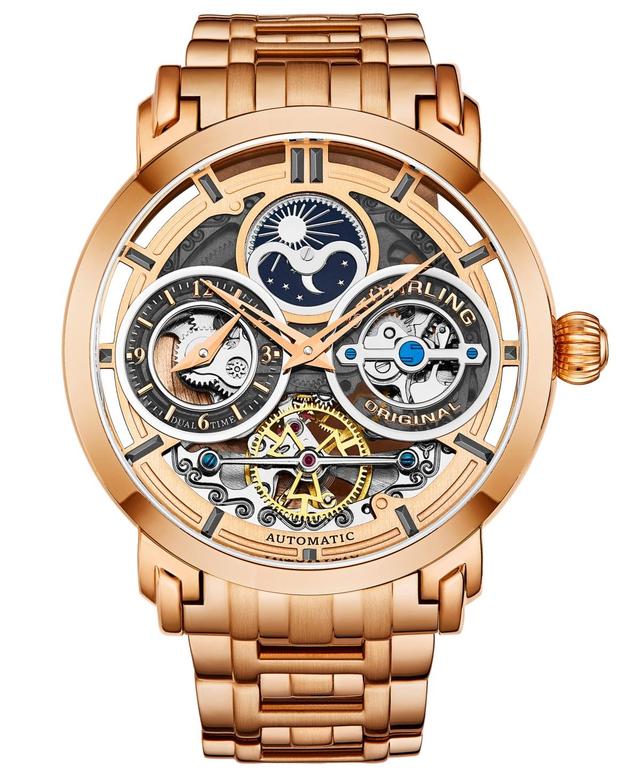 Stuhrling Mens Rose Gold Stainless Steel Bracelet Watch 47mm Product Image