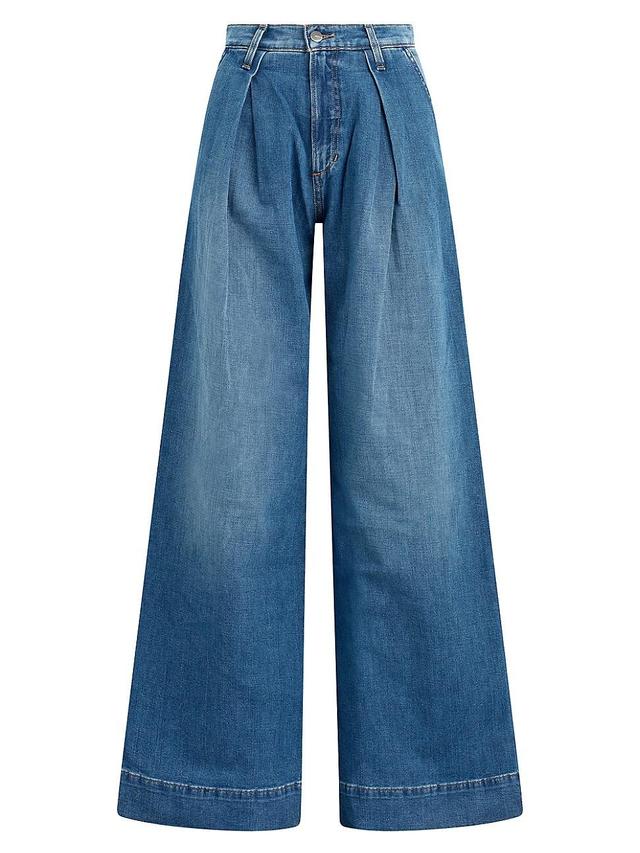 Womens Pleated Denim Trousers Product Image